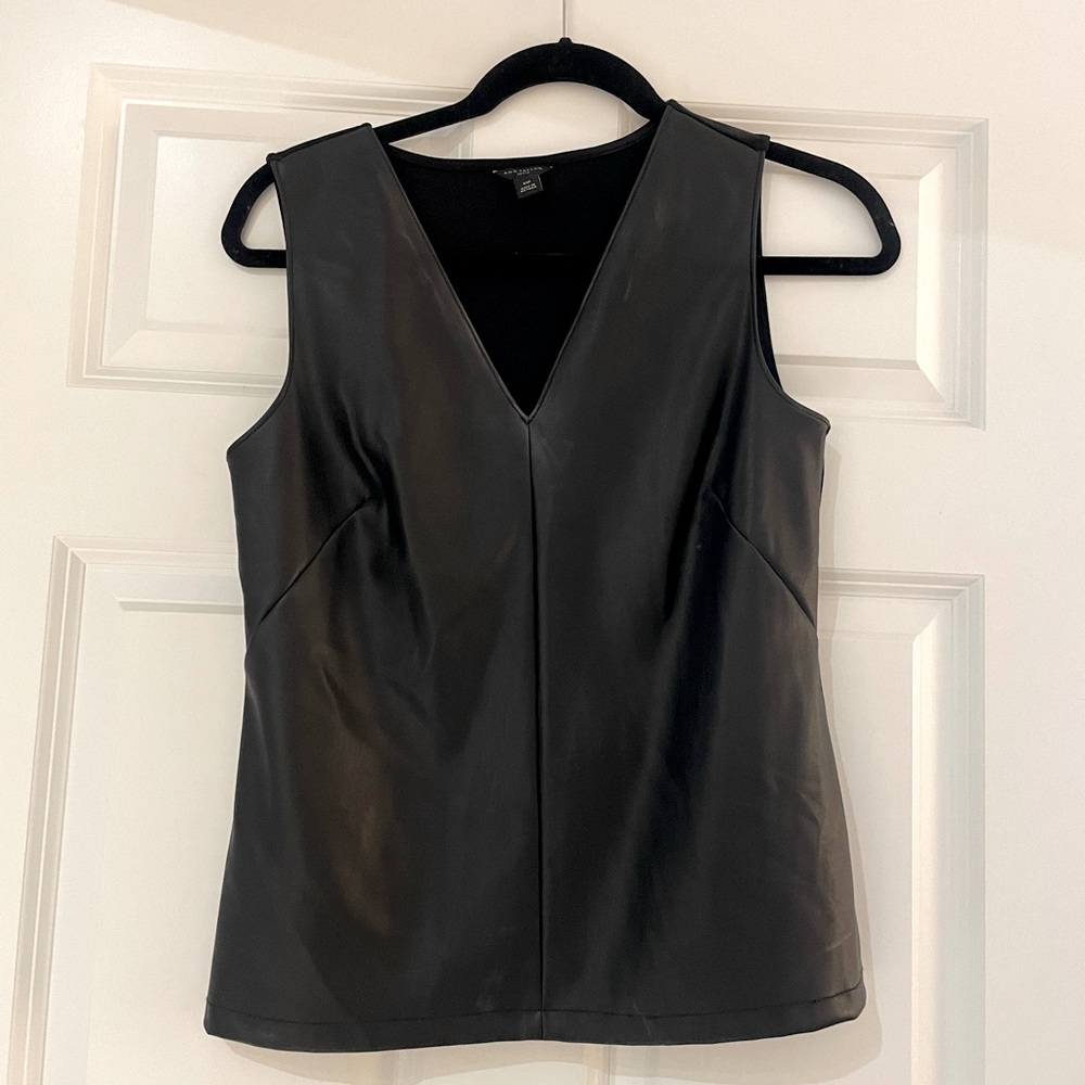 Faux leather V neck